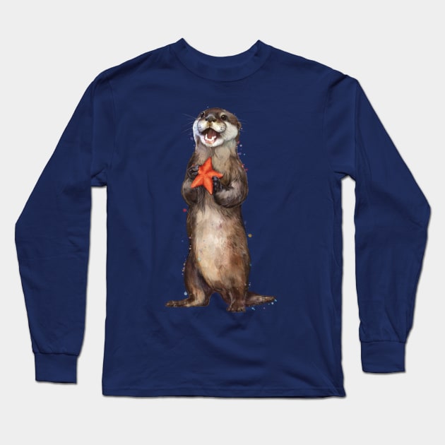 Otterly delighted Otter Long Sleeve T-Shirt by LauraGraves